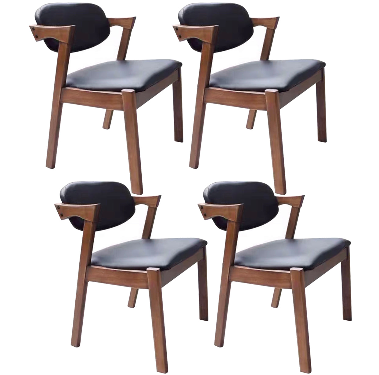 Contemporary Wood Square Dining Chair Open Back Side Chair for Kitchen Walnut 4 Piece Set Clearhalo ' kitchen&dining_furn' 'Dining Chairs' 'Dining Tables & Seating' 'dining_chair' 'furn' 'furn_dining_chair' 'Furniture' 'furniture_dining_chair' 'Kitchen & Dining Furniture' 'kitchen' 3564634