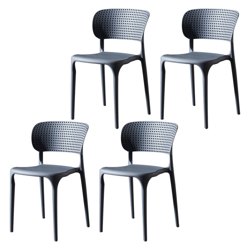 Plastic Side Armless Dining Room Side Chairs Modern Stacking Side Chair Grey 4 Piece Set Clearhalo ' kitchen&dining_furn' 'Dining Chairs' 'Dining Tables & Seating' 'dining_chair' 'furn' 'furn_dining_chair' 'Furniture' 'furniture_dining_chair' 'Kitchen & Dining Furniture' 'kitchen' 3564746