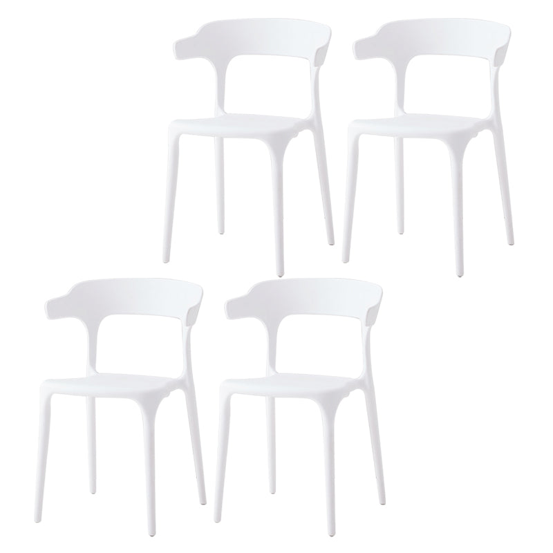 Contemporary Side Chair Stacking Dining Colorful Plastic Armless Chairs for Dining Room White 4 Piece Set Clearhalo ' kitchen&dining_furn' 'Dining Chairs' 'Dining Tables & Seating' 'dining_chair' 'furn' 'furn_dining_chair' 'Furniture' 'furniture_dining_chair' 'Kitchen & Dining Furniture' 'kitchen' 3565031