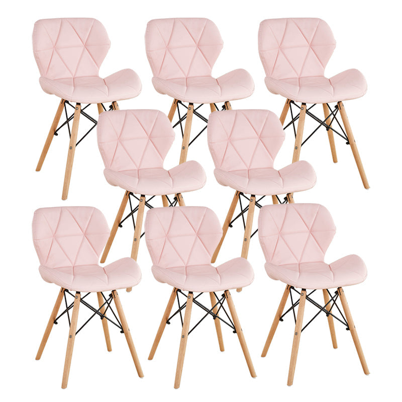 Nordic Leather Side Dining Chairs Wingback Armless Chair with Wood Legs Pink Set of 8 Clearhalo ' kitchen&dining_furn' 'Dining Chairs' 'Dining Tables & Seating' 'dining_chair' 'Furniture' 'furniture_dining_chair' 'Kitchen & Dining Furniture' 'kitchen' 3565068