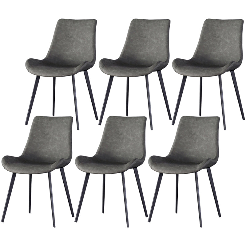 Modern Style Faux Leather Chair 20'' Wide Parsons Dining Chair for Home Use Grey 6 Piece Set Clearhalo ' kitchen&dining_furn' 'Dining Chairs' 'Dining Tables & Seating' 'dining_chair' 'furn' 'furn_dining_chair' 'Furniture' 'furniture_dining_chair' 'Kitchen & Dining Furniture' 'kitchen' 3565170