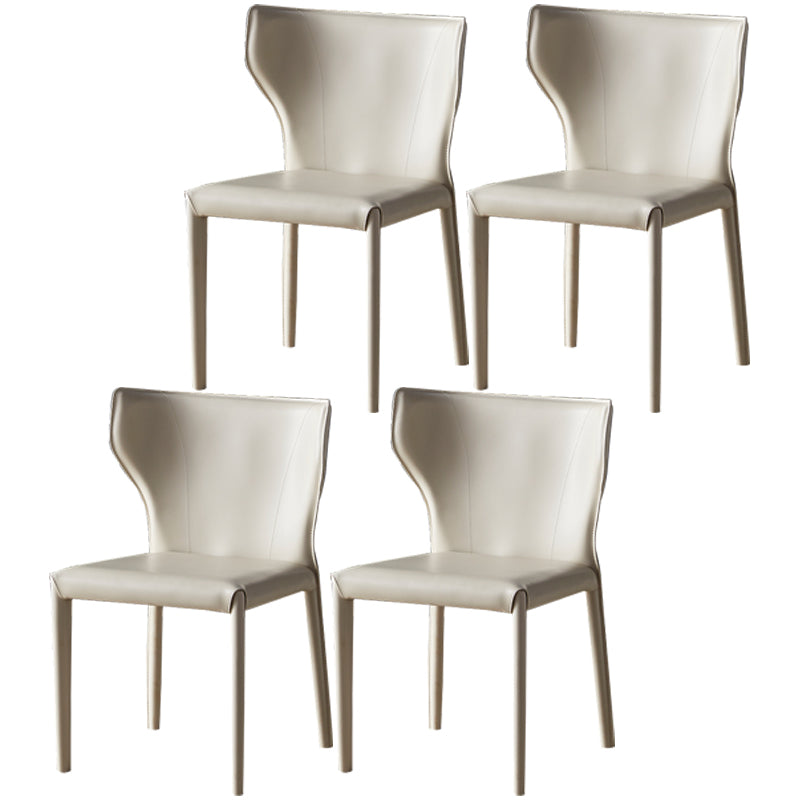 Kitchen Leather Dining Chair 32"H Wingback Side Chair with Metal 4 Legs Off-White 4 Piece Set Clearhalo ' kitchen&dining_furn' 'Dining Chairs' 'Dining Tables & Seating' 'dining_chair' 'furn' 'furn_dining_chair' 'Furniture' 'furniture_dining_chair' 'Kitchen & Dining Furniture' 'kitchen' 3565644