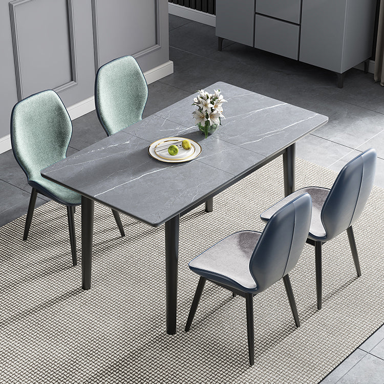 Modern Collapsible Sintered Stone Dining Room Table with 4 Metal Legs for Kitchen Dining Set 5 Piece Set Clearhalo 'Dining Room Sets' 'Dining Tables & Seating' 'dining_room_set' 'furn' 'furn_dining_room_set' 'Furniture' 'furniture_dining_room_set' 'Kitchen & Dining Furniture' 'kitchen&dining_furn' 'kitchen' 3565742