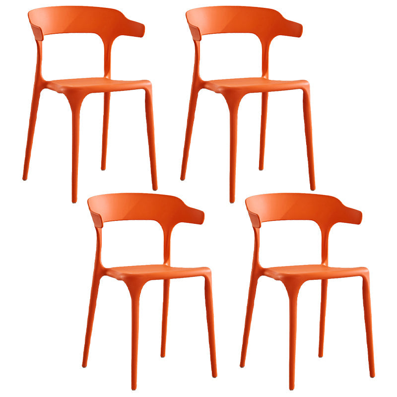 Modern Contemporary Plastic Side Chairs Multicolor Open Back Dining Chairs Orange 4 Piece Set Clearhalo ' kitchen&dining_furn' 'Dining Chairs' 'Dining Tables & Seating' 'dining_chair' 'furn' 'furn_dining_chair' 'Furniture' 'furniture_dining_chair' 'Kitchen & Dining Furniture' 'kitchen' 3573717