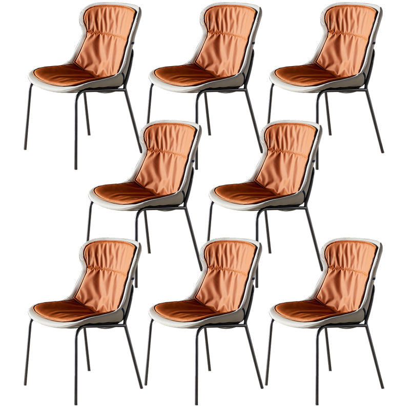 Leather Side Dining Chairs Modern Upholstered Wingback Side Chair with Metal Legs Orange 8 Piece Set Clearhalo ' kitchen&dining_furn' 'Dining Chairs' 'Dining Tables & Seating' 'dining_chair' 'furn' 'furn_dining_chair' 'Furniture' 'furniture_dining_chair' 'Kitchen & Dining Furniture' 'kitchen' 3574082