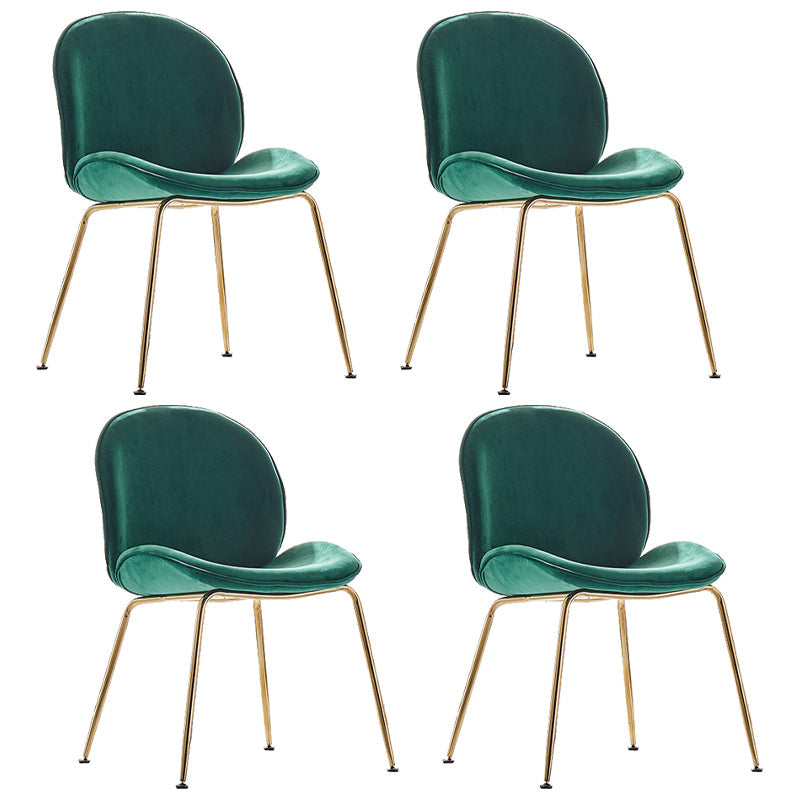 Upholstered Velvet Armless Dining Chairs Solid Back Side Chair with Metal Legs Blackish Green 4 Piece Set Brass Gold Clearhalo ' kitchen&dining_furn' 'Dining Chairs' 'Dining Tables & Seating' 'dining_chair' 'furn' 'furn_dining_chair' 'Furniture' 'furniture_dining_chair' 'Kitchen & Dining Furniture' 'kitchen' 3574969