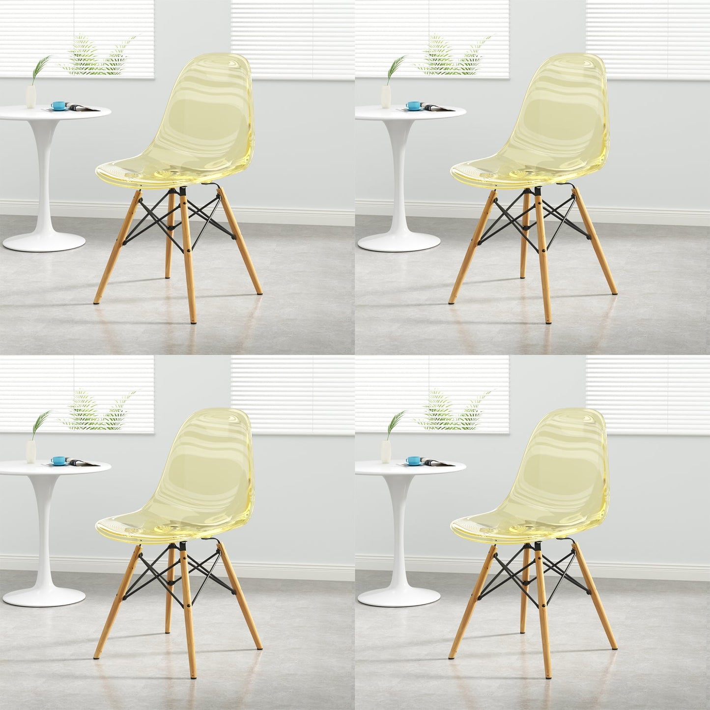 Kitchen Plastic Dining Chair Multicolor Side Chair Set with Wooden Legs Yellow Set of 4 Clearhalo ' kitchen&dining_furn' 'Dining Chairs' 'Dining Tables & Seating' 'dining_chair' 'Furniture' 'furniture_dining_chair' 'Kitchen & Dining Furniture' 'kitchen' 3575141