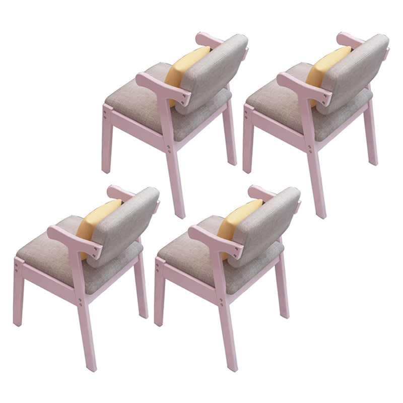 Glam Style Rubberwood Chairs Open Back Arm Dining Room Kitchen Chair Set Pink 4 Piece Set Clearhalo ' kitchen&dining_furn' 'Dining Chairs' 'Dining Tables & Seating' 'dining_chair' 'furn' 'furn_dining_chair' 'Furniture' 'furniture_dining_chair' 'Kitchen & Dining Furniture' 'kitchen' 3575185