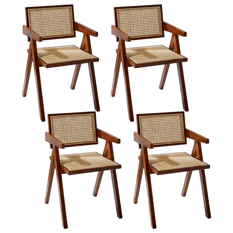 Wooden Dining Side Chairs Modern Indoor-Outdoor Open Back Dining Chair, 20'' Wide Dark Brown 4 Piece Set Clearhalo ' kitchen&dining_furn' 'Dining Chairs' 'Dining Tables & Seating' 'dining_chair' 'furn' 'furn_dining_chair' 'Furniture' 'furniture_dining_chair' 'Kitchen & Dining Furniture' 'kitchen' 3575277