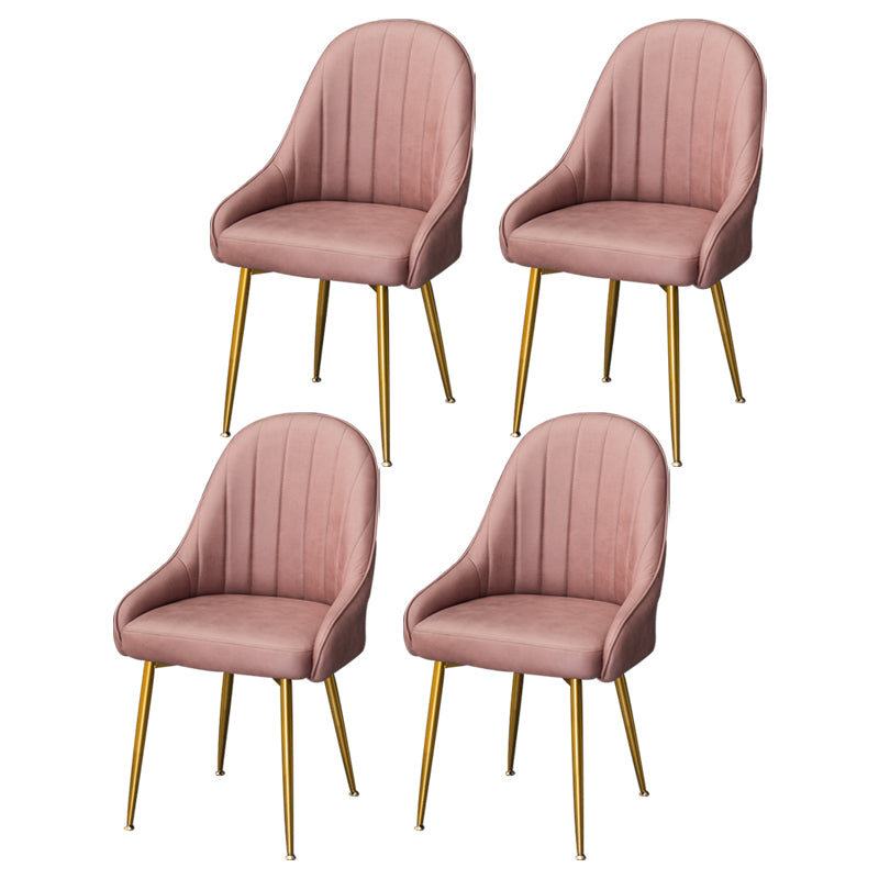 Dining Room Side Chair Glam Style Parsons Armless Chair with Golden Legs Pink 4 Piece Set Clearhalo ' kitchen&dining_furn' 'Dining Chairs' 'Dining Tables & Seating' 'dining_chair' 'furn' 'furn_dining_chair' 'Furniture' 'furniture_dining_chair' 'Kitchen & Dining Furniture' 'kitchen' 3575520