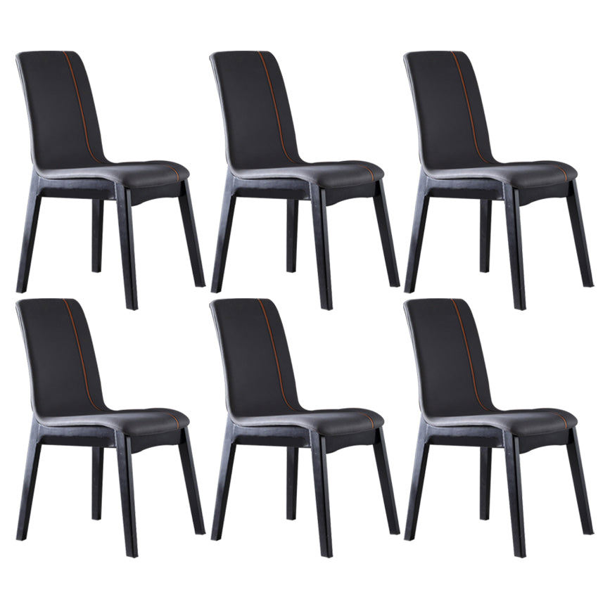 Contemporary Home Side Chair Solid Back Upholstered Wood Dining Room Chair Dark Gray 6 Piece Set Clearhalo ' kitchen&dining_furn' 'Dining Chairs' 'Dining Tables & Seating' 'dining_chair' 'furn' 'furn_dining_chair' 'Furniture' 'furniture_dining_chair' 'Kitchen & Dining Furniture' 'kitchen' 3575645