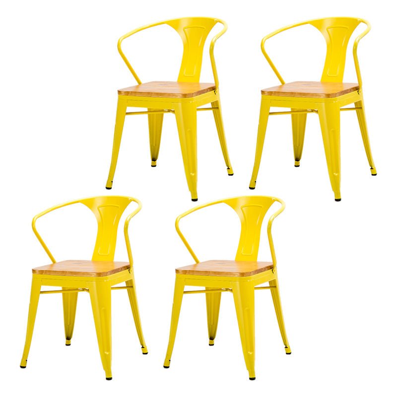 Industrial Dining Arm Chair Slat Back Side Chair with 4 Metal Legs for Home Yellow 4 Piece Set Clearhalo ' kitchen&dining_furn' 'Dining Chairs' 'Dining Tables & Seating' 'dining_chair' 'furn' 'furn_dining_chair' 'Furniture' 'furniture_dining_chair' 'Kitchen & Dining Furniture' 'kitchen' 3575749