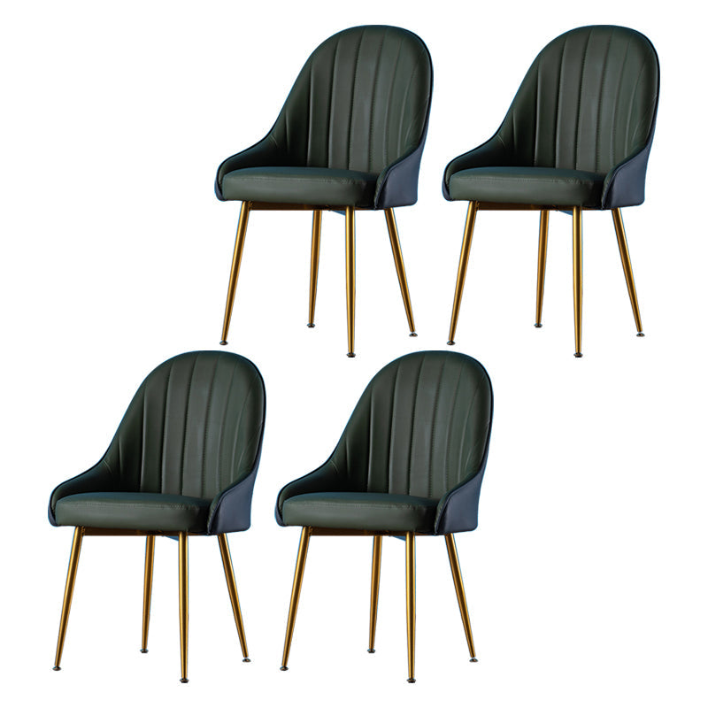 Glam Dining Room Chair Solid Back Side Chair with 4 Metal Legs for Home Use Blackish Green 4 Piece Set Clearhalo ' kitchen&dining_furn' 'Dining Chairs' 'Dining Tables & Seating' 'dining_chair' 'furn' 'furn_dining_chair' 'Furniture' 'furniture_dining_chair' 'Kitchen & Dining Furniture' 'kitchen' 3576097