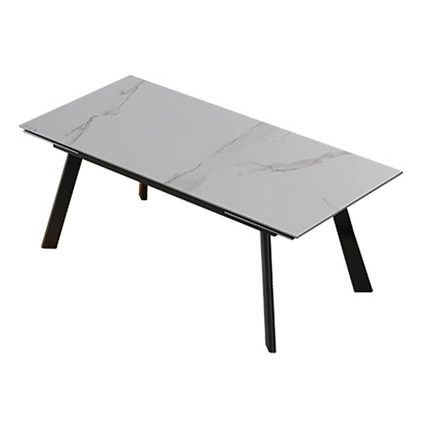 Sintered Stone Modern Dining Table Rectangle Extendable Table with 4 Legs White Clearhalo ' dining_table' 'Dining Tables & Seating' 'Dining Tables' 'Furniture' 'furniture_dining_table' 'Kitchen & Dining Furniture' 'kitchen&dining_furn' 'kitchen' 'kitchen_dining_table' 3577426