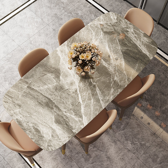 Modern Dining Room Sintered Stone Table with Metal Base Rectangle Dining Table for Restaurant Clearhalo ' dining_table' 'Dining Tables & Seating' 'Dining Tables' 'Furniture' 'furniture_dining_table' 'Kitchen & Dining Furniture' 'kitchen&dining_furn' 'kitchen' 'kitchen_dining_table' 3577518