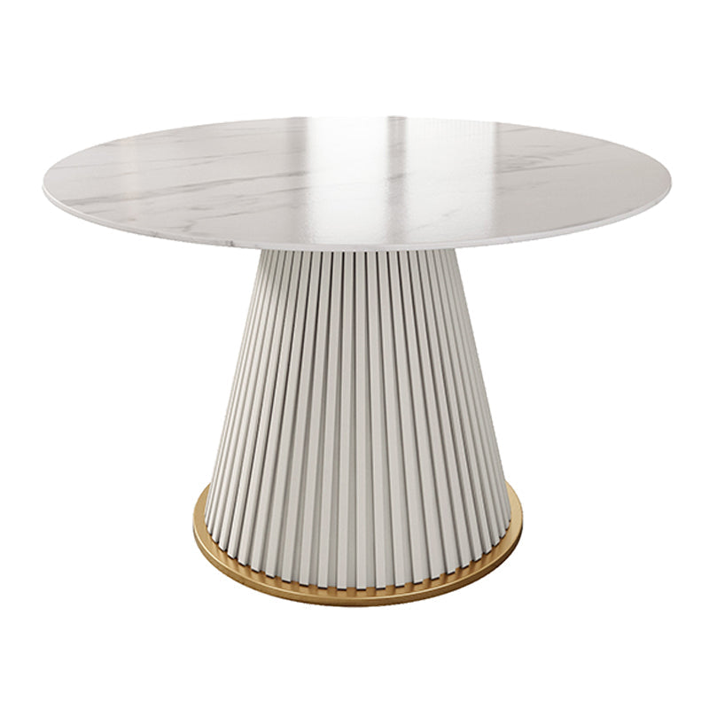 Round Sintered Stone White Dining Table Simplicity Pedestal Table for Dining Room White Clearhalo ' dining_table' 'Dining Tables & Seating' 'Dining Tables' 'Furniture' 'furniture_dining_table' 'Kitchen & Dining Furniture' 'kitchen&dining_furn' 'kitchen' 'kitchen_dining_table' 3577770