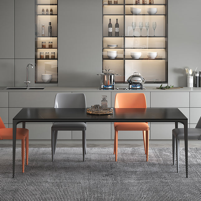 Contemporary Rectangle Standard Dining Table Sintered Stone Top Dining Table with 4 Legs Base Clearhalo ' dining_table' 'Dining Tables & Seating' 'Dining Tables' 'Furniture' 'furniture_dining_table' 'Kitchen & Dining Furniture' 'kitchen&dining_furn' 'kitchen' 'kitchen_dining_table' 3582974