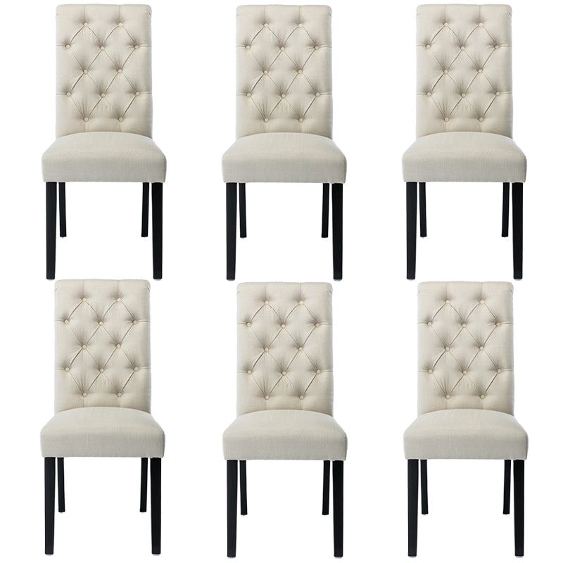 Modern Solid Back Kitchen Dining Side Chair with Black Wood Legs Dining Side Chair Cream 6 Piece Set Clearhalo ' kitchen&dining_furn' 'Dining Chairs' 'Dining Tables & Seating' 'dining_chair' 'furn' 'furn_dining_chair' 'Furniture' 'furniture_dining_chair' 'Kitchen & Dining Furniture' 'kitchen' 3596787