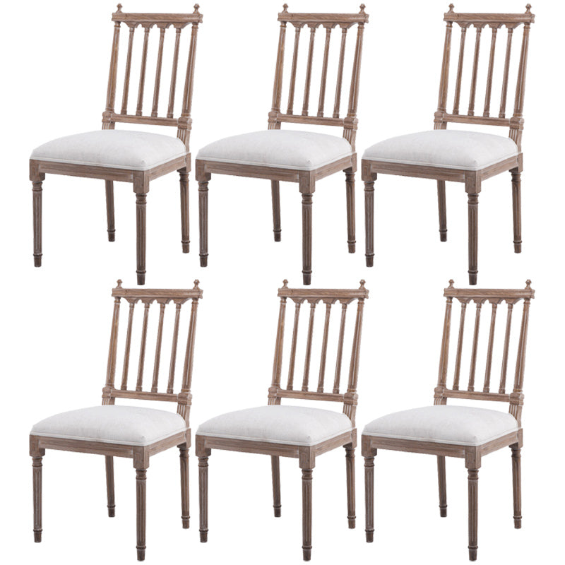 Farmhouse Fabric Dining Chair 40"H Slat Back Side Chair with Wooden Base for Restaurant Off-White 6 Piece Set Clearhalo ' kitchen&dining_furn' 'Dining Chairs' 'Dining Tables & Seating' 'dining_chair' 'furn' 'furn_dining_chair' 'Furniture' 'furniture_dining_chair' 'Kitchen & Dining Furniture' 'kitchen' 3596995