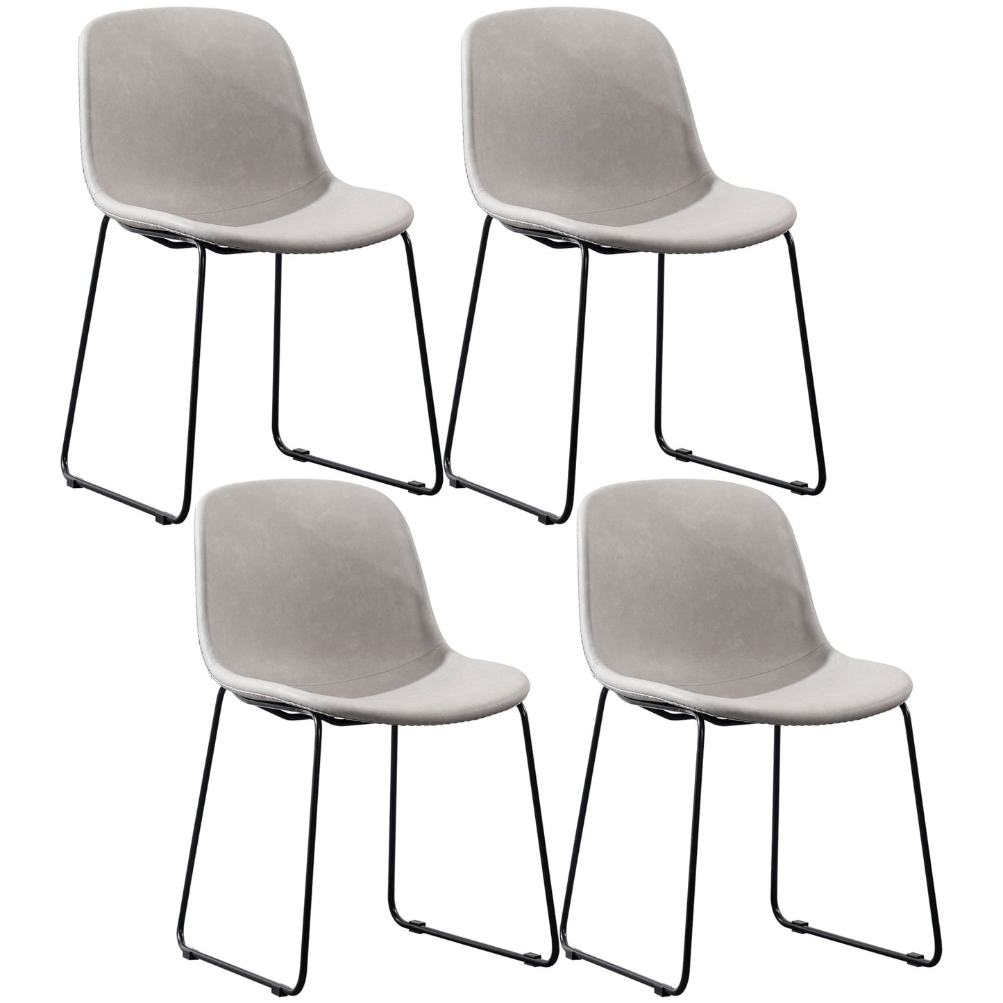 Industrial Style Side Chair Set Dining Room Side Chair Set with Metal Legs Light Gray Set of 4 Clearhalo ' kitchen&dining_furn' 'Dining Chairs' 'Dining Tables & Seating' 'dining_chair' 'Furniture' 'furniture_dining_chair' 'Kitchen & Dining Furniture' 'kitchen' 3597054
