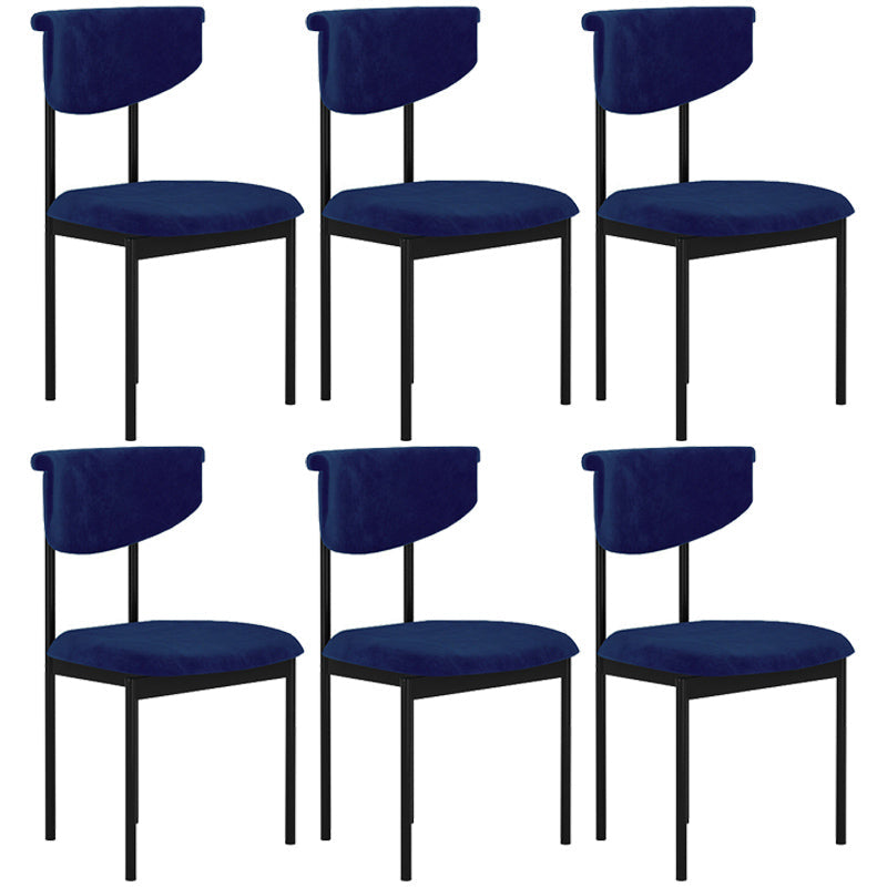 Contemporary Kitchen Black Dining Side Chair Metal Opening Back Dining Side Chair Dark Blue 6 Piece Set Clearhalo ' kitchen&dining_furn' 'Dining Chairs' 'Dining Tables & Seating' 'dining_chair' 'furn' 'furn_dining_chair' 'Furniture' 'furniture_dining_chair' 'Kitchen & Dining Furniture' 'kitchen' 3597087