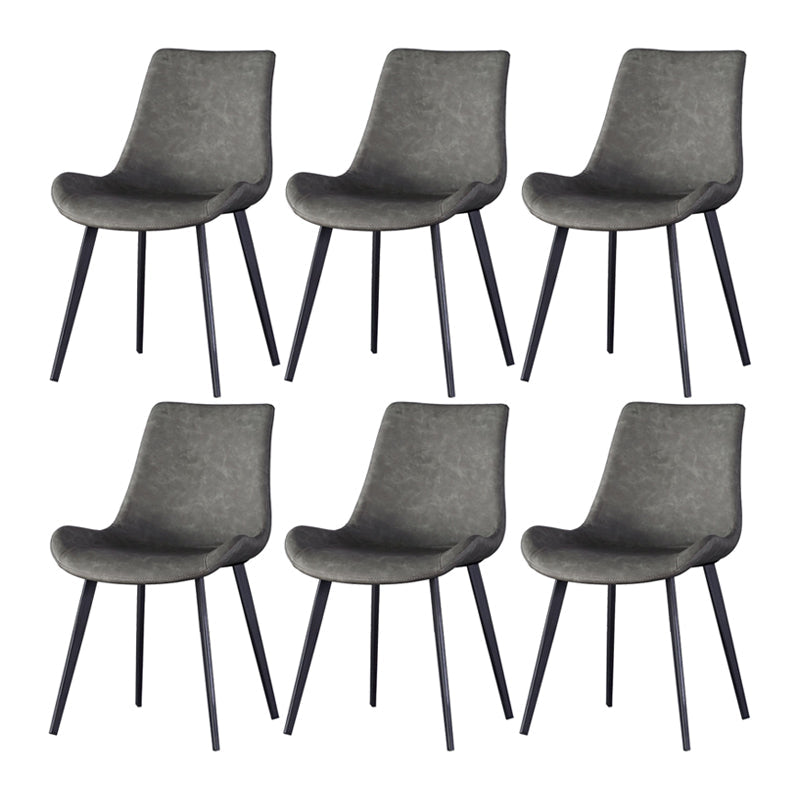 Contemporary Dining Chairs Kitchen Faux Leather Parsons Chair with Carbon Steel Legs Grey Set of 6 Clearhalo ' kitchen&dining_furn' 'Dining Chairs' 'Dining Tables & Seating' 'dining_chair' 'Furniture' 'furniture_dining_chair' 'Kitchen & Dining Furniture' 'kitchen' 3597567