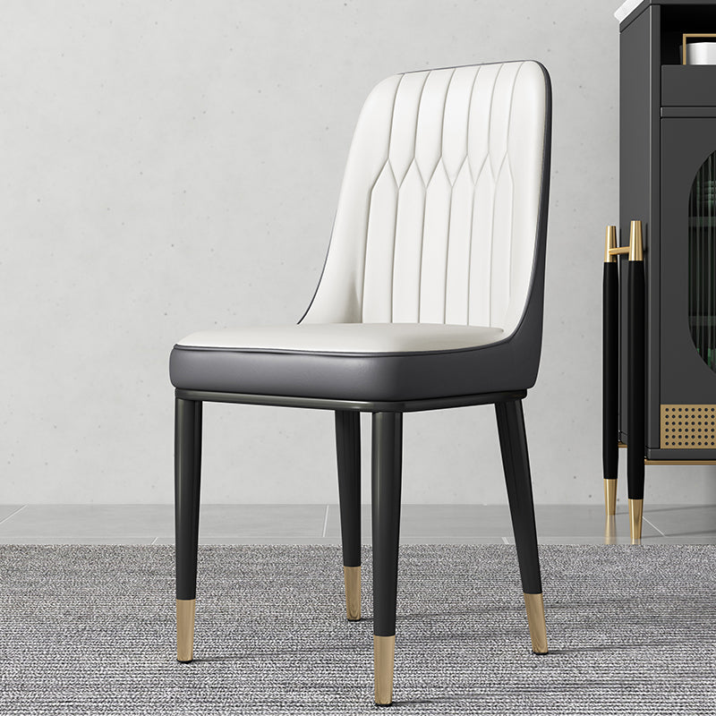 Metal Dining Room Side Chair Modern Style Parsons Armless Dining Chairs White 1 Piece Brass Gold Clearhalo ' kitchen&dining_furn' 'Dining Chairs' 'Dining Tables & Seating' 'dining_chair' 'furn' 'furn_dining_chair' 'Furniture' 'furniture_dining_chair' 'Kitchen & Dining Furniture' 'kitchen' 3597702