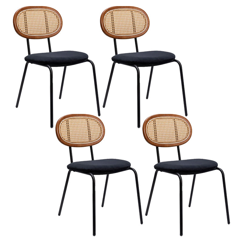 Modern Style Metal Dining Room Kitchen Chairs Set Open Back Dining Side Chair Walnut Black 4 Piece Set Clearhalo ' kitchen&dining_furn' 'Dining Chairs' 'Dining Tables & Seating' 'dining_chair' 'furn' 'furn_dining_chair' 'Furniture' 'furniture_dining_chair' 'Kitchen & Dining Furniture' 'kitchen' 3597852