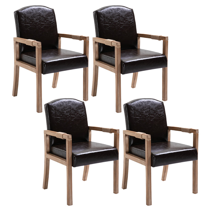 Wood Farmhouse Dining Arm Chair with Color Cushion Parsons Chair for Home Dark Brown 4 Piece Set Clearhalo ' kitchen&dining_furn' 'Dining Chairs' 'Dining Tables & Seating' 'dining_chair' 'furn' 'furn_dining_chair' 'Furniture' 'furniture_dining_chair' 'Kitchen & Dining Furniture' 'kitchen' 3597987