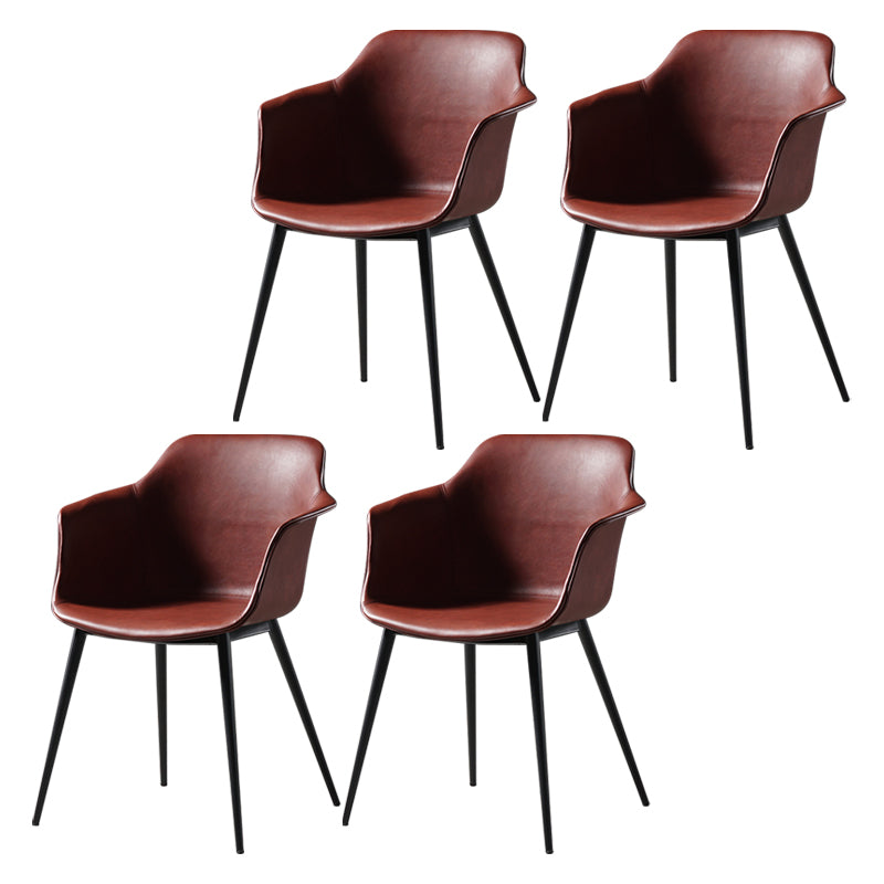 Scandinavian Dining Arm Chair Solid Back Side Chair with 4 Metal Legs for Home Use Burgundy Set of 4 Clearhalo ' kitchen&dining_furn' 'Dining Chairs' 'Dining Tables & Seating' 'dining_chair' 'Furniture' 'furniture_dining_chair' 'Kitchen & Dining Furniture' 'kitchen' 3598353
