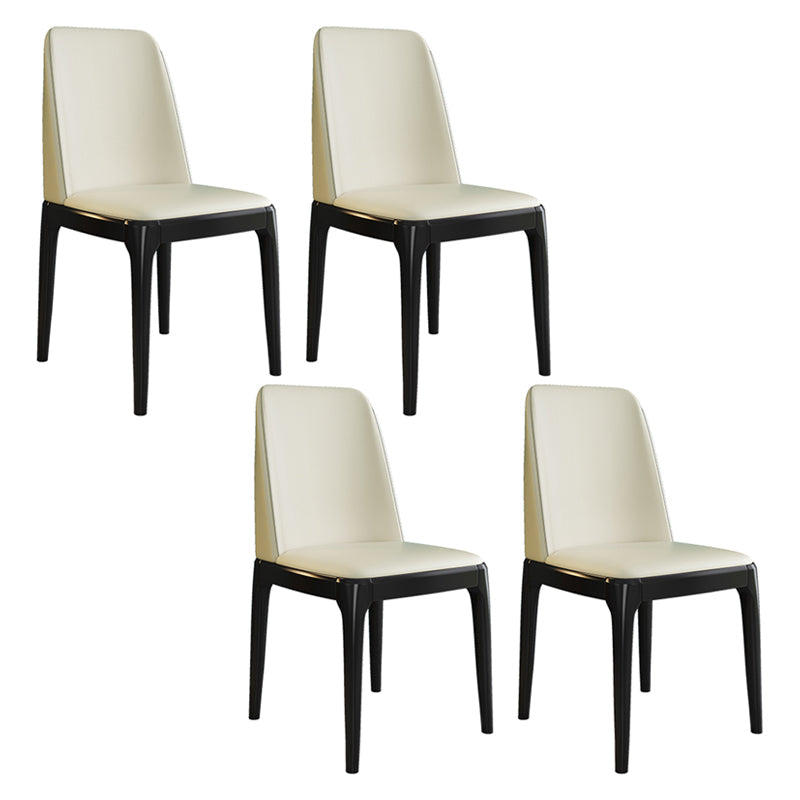Scandinavian Style Wood Dining Side Chair Dining Room Armless Solid Back Chair Off-White 4 Piece Set Black Clearhalo ' kitchen&dining_furn' 'Dining Chairs' 'Dining Tables & Seating' 'dining_chair' 'furn' 'furn_dining_chair' 'Furniture' 'furniture_dining_chair' 'Kitchen & Dining Furniture' 'kitchen' 3598657