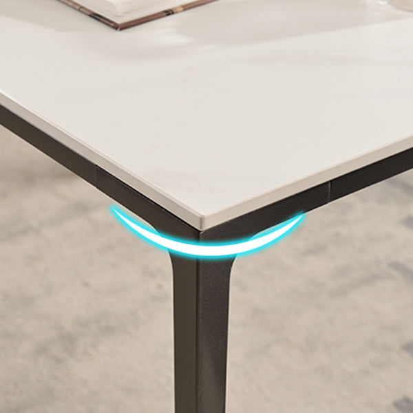 Contemporary Sintered Stone Dining Table 4 Legs Rectangular Table in White Clearhalo ' dining_table' 'Dining Tables & Seating' 'Dining Tables' 'furn' 'furn_dining_table' 'Furniture' 'furniture_dining_table' 'Kitchen & Dining Furniture' 'kitchen&dining_furn' 'kitchen' 'kitchen_dining_table' 3600203