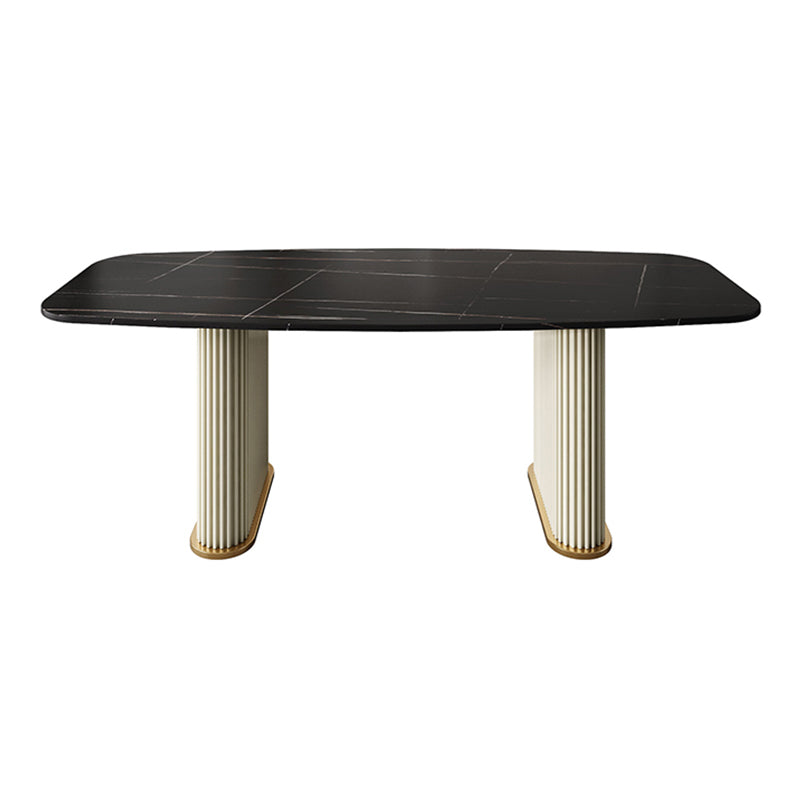 Metal Modern Rectangle Dining Table Sintered Stone Table for Kitchen and Dining Room Black White Clearhalo ' dining_table' 'Dining Tables & Seating' 'Dining Tables' 'furn' 'furn_dining_table' 'Furniture' 'furniture_dining_table' 'Kitchen & Dining Furniture' 'kitchen&dining_furn' 'kitchen' 'kitchen_dining_table' 3600509