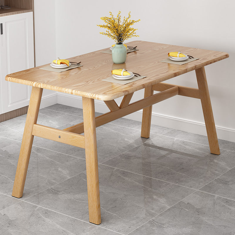 Simple Home Wood Dining Table Rectangle Shape Dining Table with Wood Pedestal Base Legs Natural Clearhalo ' dining_table' 'Dining Tables & Seating' 'Dining Tables' 'furn' 'furn_dining_table' 'Furniture' 'furniture_dining_table' 'Kitchen & Dining Furniture' 'kitchen&dining_furn' 'kitchen' 'kitchen_dining_table' 3600946