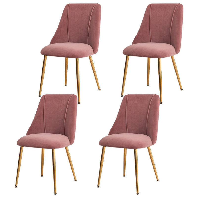 Modern Solid Back Kitchen Dining Side Chair Metal Upholstered Dining Side Chair Pink 4 Piece Set Brass Gold Clearhalo ' kitchen&dining_furn' 'Dining Chairs' 'Dining Tables & Seating' 'dining_chair' 'furn' 'furn_dining_chair' 'Furniture' 'furniture_dining_chair' 'Kitchen & Dining Furniture' 'kitchen' 3621170