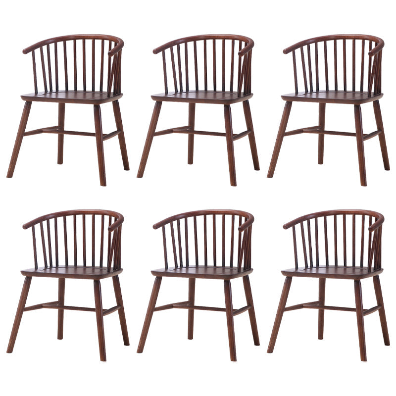Wooden Dining Side Chairs Industrial Style 19'' Wide Windsor Back Side Chair Walnut 6 Piece Set Walnut Clearhalo ' kitchen&dining_furn' 'Dining Chairs' 'Dining Tables & Seating' 'dining_chair' 'furn' 'furn_dining_chair' 'Furniture' 'furniture_dining_chair' 'Kitchen & Dining Furniture' 'kitchen' 3621432