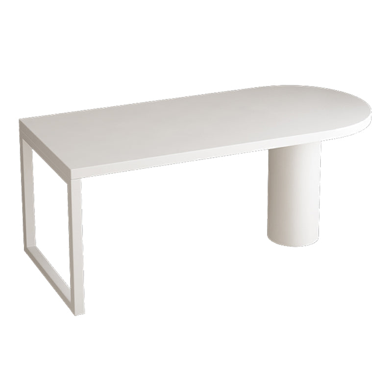 Simplicity Style Dining Table Stone Dinner Table with Metal Double Pedestal White Without Chairs Clearhalo ' dining_table' 'Dining Tables & Seating' 'Dining Tables' 'furn' 'furn_dining_table' 'Furniture' 'furniture_dining_table' 'Kitchen & Dining Furniture' 'kitchen&dining_furn' 'kitchen' 'kitchen_dining_table' 3621792