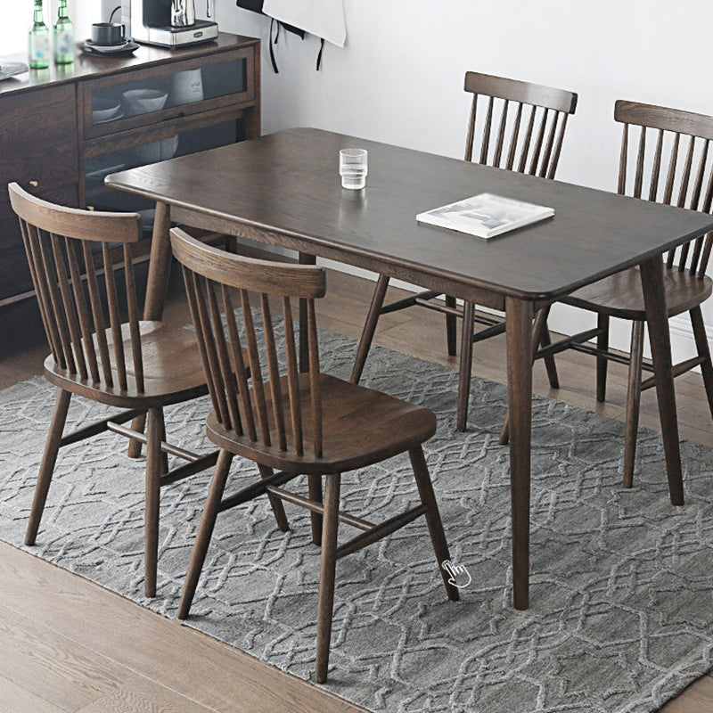 54"L Solid Wood Dining Table 4 Legs Base Rectangle Shape Table in Modern Style Brown Without Chairs Clearhalo ' dining_table' 'Dining Tables & Seating' 'Dining Tables' 'furn' 'furn_dining_table' 'Furniture' 'furniture_dining_table' 'Kitchen & Dining Furniture' 'kitchen&dining_furn' 'kitchen' 'kitchen_dining_table' 3642501