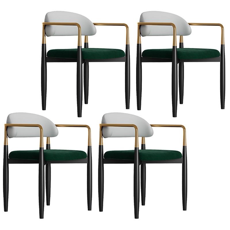 Metal Nordic Dining Arm Chair Home Side Chair Open Back Dining Side Chair Grey Green 4 Piece Set Clearhalo ' kitchen&dining_furn' 'Dining Chairs' 'Dining Tables & Seating' 'dining_chair' 'furn' 'furn_dining_chair' 'Furniture' 'furniture_dining_chair' 'Kitchen & Dining Furniture' 'kitchen' 3643568