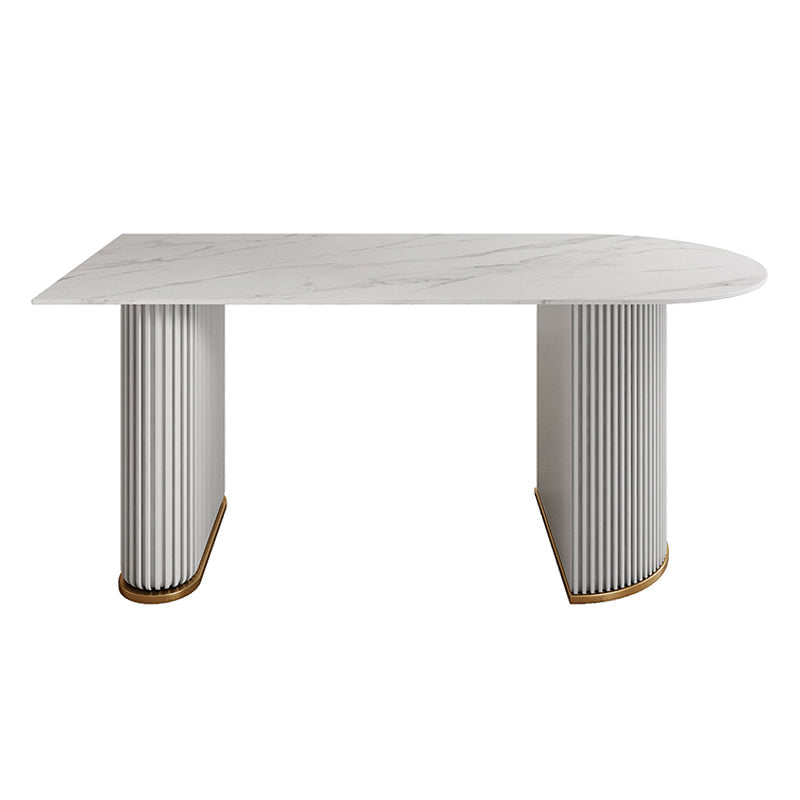 Metal Modern Free Form Indoor Table Sintered Stone Table for Kitchen and Dining Room White White Clearhalo ' dining_table' 'Dining Tables & Seating' 'Dining Tables' 'furn' 'furn_dining_table' 'Furniture' 'furniture_dining_table' 'Kitchen & Dining Furniture' 'kitchen&dining_furn' 'kitchen' 'kitchen_dining_table' 3649662