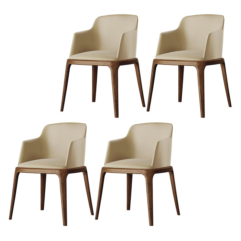 Contemporary Style Leather Chair Arm Parsons Chair with Wooden Legs for Dining Room Beige 4 Piece Set Clearhalo ' kitchen&dining_furn' 'Dining Chairs' 'Dining Tables & Seating' 'dining_chair' 'furn' 'furn_dining_chair' 'Furniture' 'furniture_dining_chair' 'Kitchen & Dining Furniture' 'kitchen' 3649841