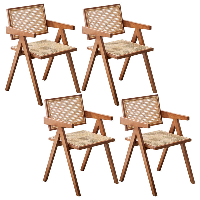 Contemporary Open Back Kitchen Dining Arm Chair Solid Wood Dining Arm Chair Light Brown 4 Piece Set Clearhalo ' kitchen&dining_furn' 'Dining Chairs' 'Dining Tables & Seating' 'dining_chair' 'furn' 'furn_dining_chair' 'Furniture' 'furniture_dining_chair' 'Kitchen & Dining Furniture' 'kitchen' 3650325