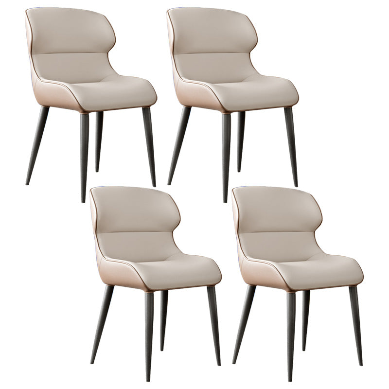 Scandinavian Style Metal Side Chair Dining Room Wingback Parsons Chair White-Brown 4 Piece Set Clearhalo ' kitchen&dining_furn' 'Dining Chairs' 'Dining Tables & Seating' 'dining_chair' 'furn' 'furn_dining_chair' 'Furniture' 'furniture_dining_chair' 'Kitchen & Dining Furniture' 'kitchen' 3650367