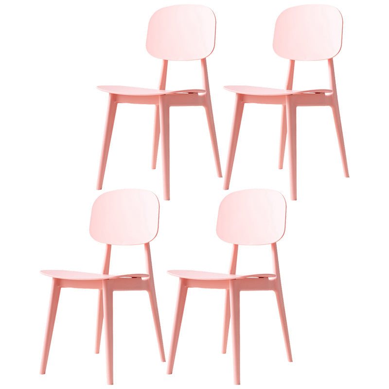 Scandinavian Style Plastic Dining Armless Chair Windsor Back Side Chair for Home Use Pink Open 4 Piece Set Clearhalo ' kitchen&dining_furn' 'Dining Chairs' 'Dining Tables & Seating' 'dining_chair' 'furn' 'furn_dining_chair' 'Furniture' 'furniture_dining_chair' 'Kitchen & Dining Furniture' 'kitchen' 3662886