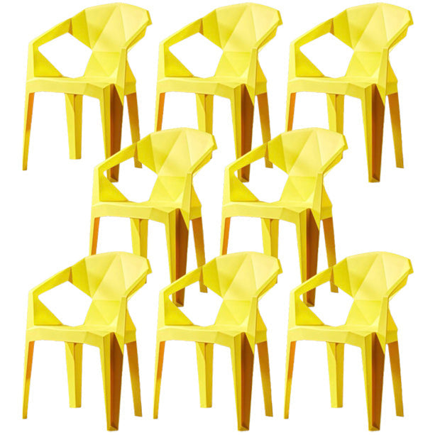 Scandinavian Plastic Dining Armchair Solid Back Side Chair for Home Use Yellow 8 Piece Set Clearhalo ' kitchen&dining_furn' 'Dining Chairs' 'Dining Tables & Seating' 'dining_chair' 'furn' 'furn_dining_chair' 'Furniture' 'furniture_dining_chair' 'Kitchen & Dining Furniture' 'kitchen' 3663007