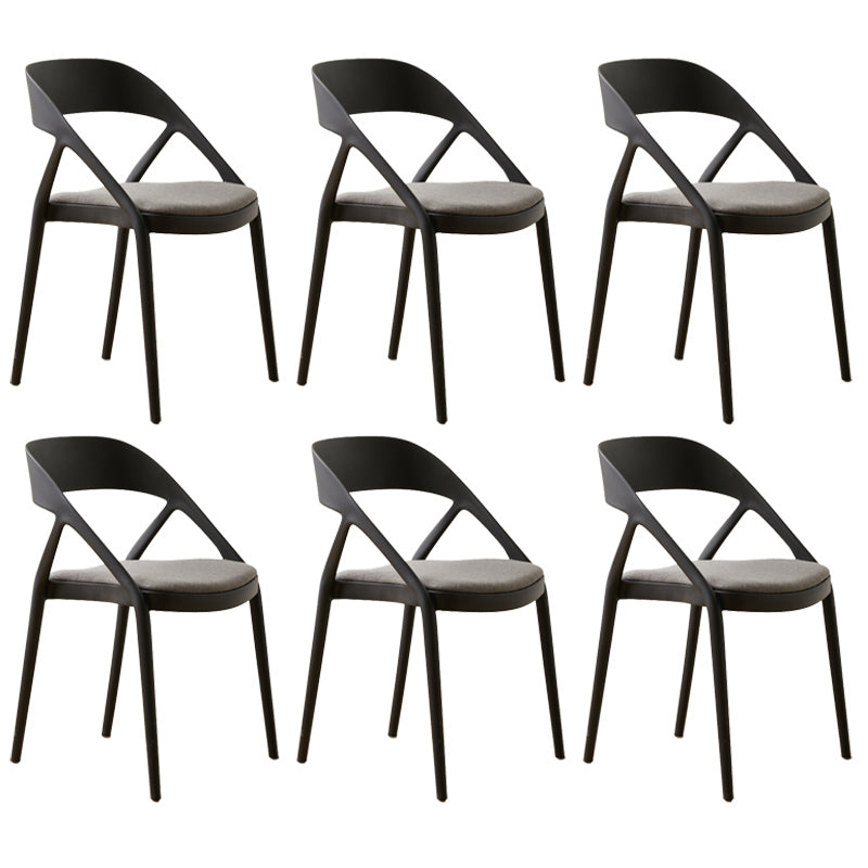 Scandinavian Plastic Stacked Side Chair Open Back Dining Side Chair for Home Use Black Fabric 6 Piece Set Clearhalo ' kitchen&dining_furn' 'Dining Chairs' 'Dining Tables & Seating' 'dining_chair' 'furn' 'furn_dining_chair' 'Furniture' 'furniture_dining_chair' 'Kitchen & Dining Furniture' 'kitchen' 3663088