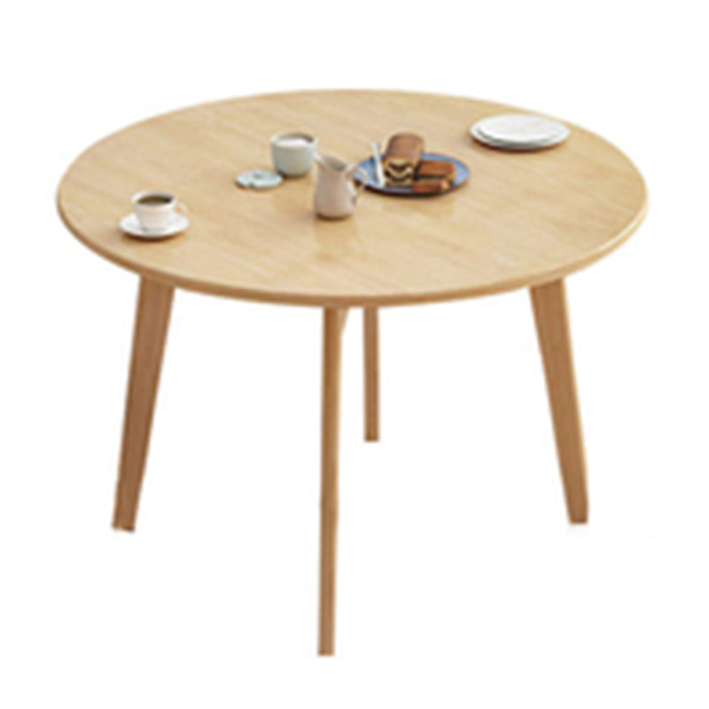 Round Shape Modern Dining Table Wood Color Fixed Table with Rubberwood Solid Wood Natural 35.4"L x 35.4"W x 28.7"H Without Chairs Clearhalo ' dining_table' 'Dining Tables & Seating' 'Dining Tables' 'furn' 'furn_dining_table' 'Furniture' 'furniture_dining_table' 'Kitchen & Dining Furniture' 'kitchen&dining_furn' 'kitchen' 'kitchen_dining_table' 3670750