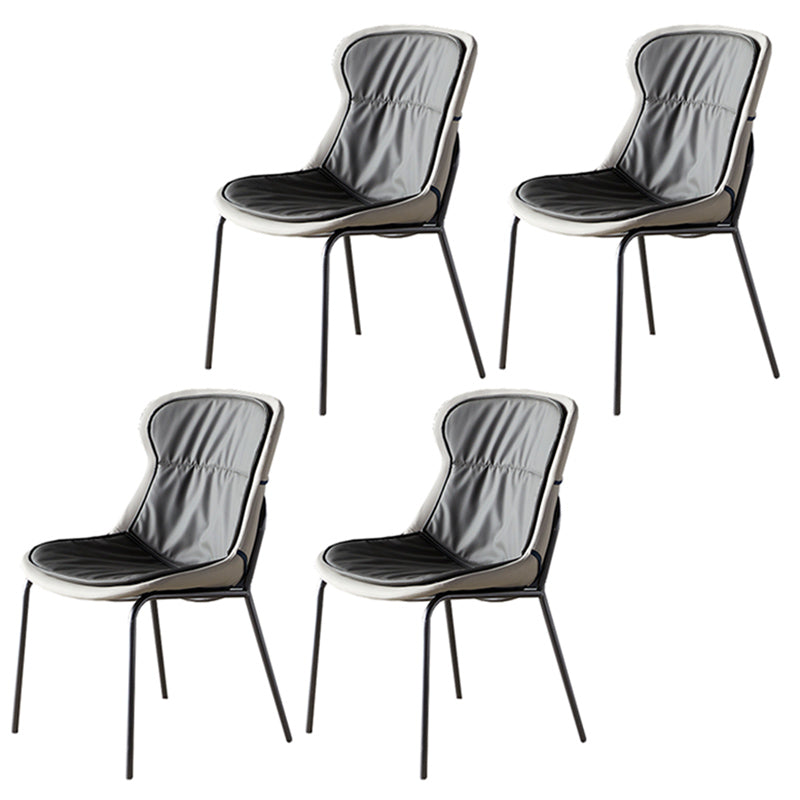 Industrial Style Home Side Chair Set Leather Dining Chair with Metal Legs Dark Gray 4 Piece Set Gray Clearhalo ' kitchen&dining_furn' 'Dining Chairs' 'Dining Tables & Seating' 'dining_chair' 'furn' 'furn_dining_chair' 'Furniture' 'furniture_dining_chair' 'Kitchen & Dining Furniture' 'kitchen' 3671316