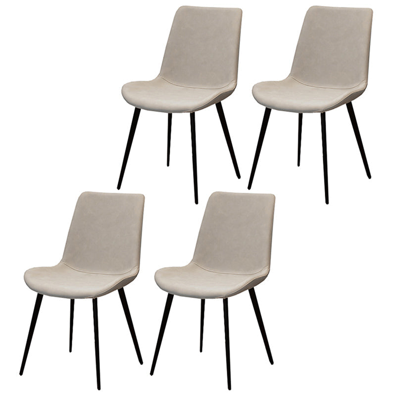 Glam Style Faux Leather Side Chairs Solid Back Armless Dining Chair for Home Use White 4 Piece Set Clearhalo ' kitchen&dining_furn' 'Dining Chairs' 'Dining Tables & Seating' 'dining_chair' 'furn' 'furn_dining_chair' 'Furniture' 'furniture_dining_chair' 'Kitchen & Dining Furniture' 'kitchen' 3671436