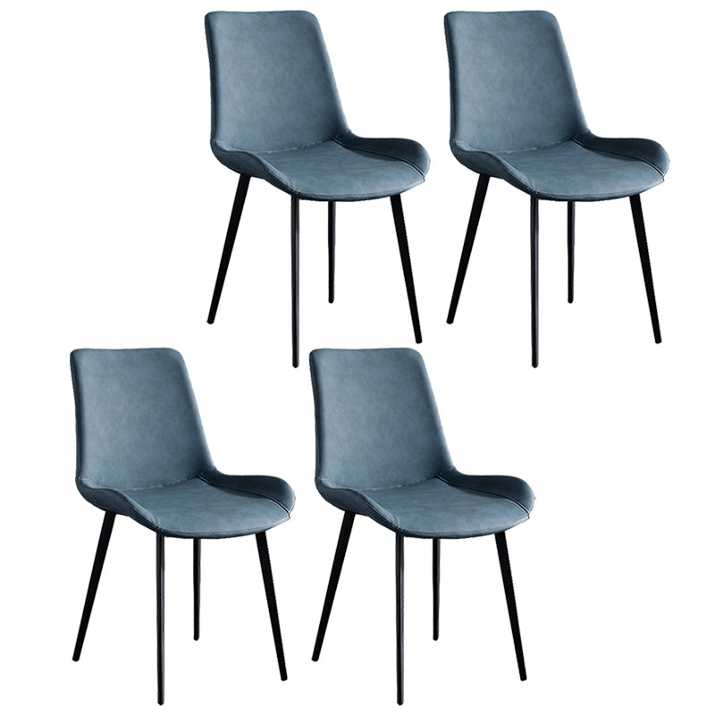 Metal Modern Dining Room Chair Metallic Finish Solid Back Dining Chair Blue 4 Piece Set Clearhalo ' kitchen&dining_furn' 'Dining Chairs' 'Dining Tables & Seating' 'dining_chair' 'furn' 'furn_dining_chair' 'Furniture' 'furniture_dining_chair' 'Kitchen & Dining Furniture' 'kitchen' 3671488